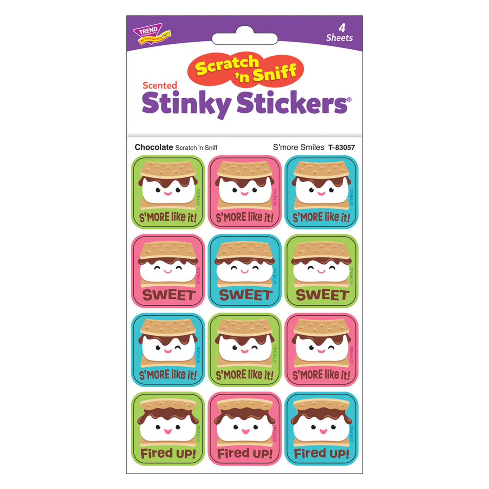 TREND Enterprises® S'more Smiles, Chocolate Scent Scratch 'n Sniff Stinky Stickers®, 6 Packs of 48